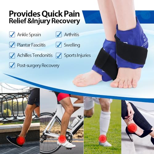 NEWGO Ankle Ice Wrap – Reusable Cold Pack for Swelling, 2 Pack - color: Blue-2pack