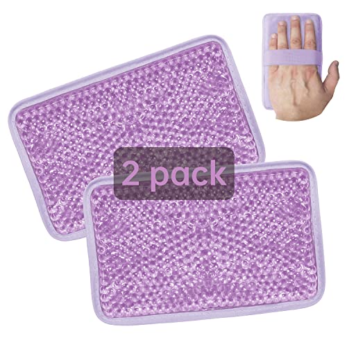 Gel Ice Pack for Injuries Ice Bag with Strap-2 Pack Reusable Hot Cold Pack - color: Purple-2 Pack