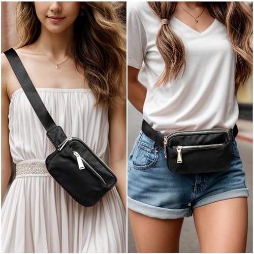 UTO Fanny Pack Crossbody Belt Purse Chest Waist Hip Travel Hiking Bumbag - color: 0759 Ace Nylon Black