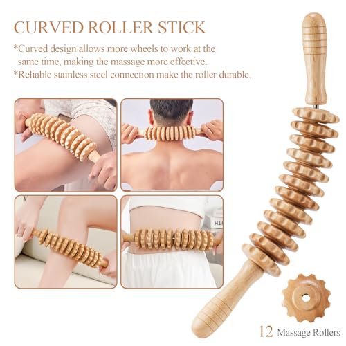 3Pcs Wood Therapy Massage Tools Lymphatic Drainage Massager Wooden Massager Body Sculpting Tools for Maderoterapia,Anti-Cellulite,Pain Relief(3-in-1 Massager) - style: 3-in-1 Massager