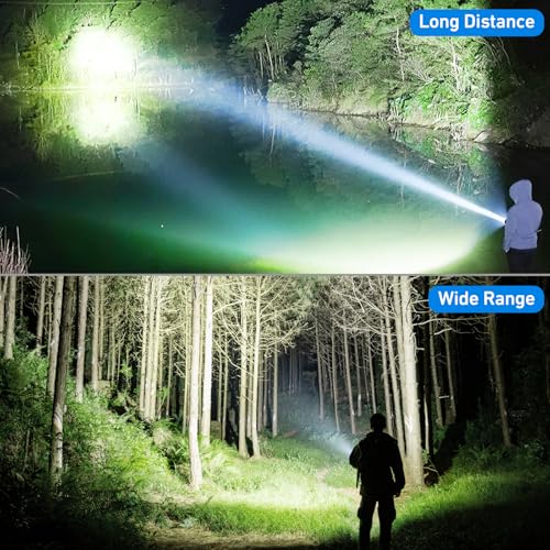 Flashlight Rechargeable 99,000 High Lumen, 2 Pack Super Bright Rechargeable Flashlights for Home, 15H Long Life LED Flash Light with 5 Light Modes, IPX7 Waterproof for Outdoor, Camping, Hiking