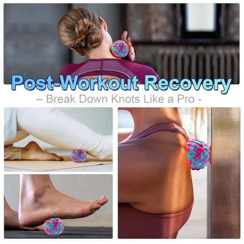 Deep Tissue Massage Ball for Exercise & Recovery - SGS Certification - Targets Back, Shoulder, Legs&Feet - Relieves Muscle Knots, Joint Pain&Tightness, Pressure Point Therapy- Myofascial Release Ball - color: Blue&pink, size: Set | 2.8 & 5.1 Inch
