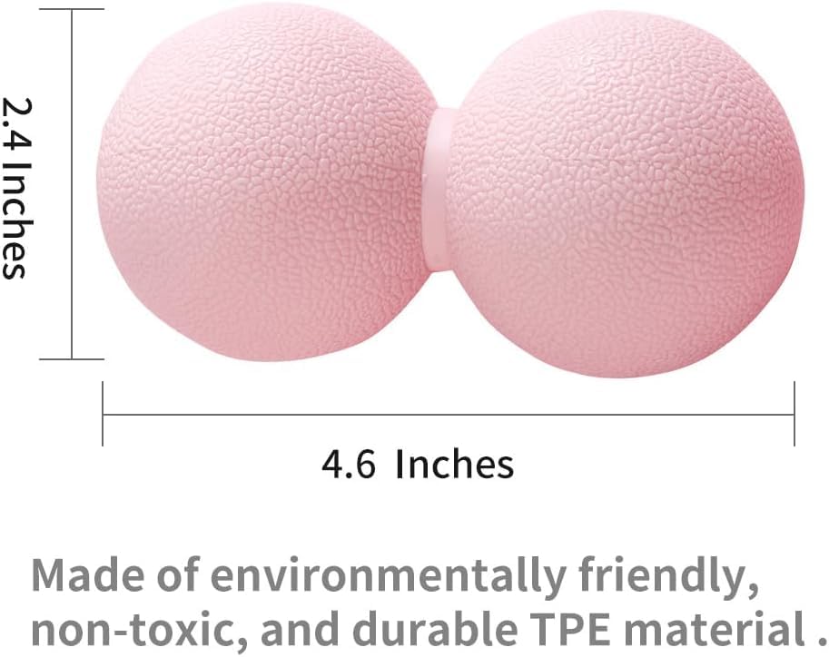 Double Lacrosse Peanut Massage Ball for Deep Tissue Pain Relief - Micro-Elastic Myofascial Roller Ball for Back and Neck, Foot and Physical Therapy (Pink) - color: Pink