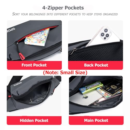 Fanny Pack Men Women Water-resistant Sports Waist Pack Small Bumbag Unisex - color: Gray