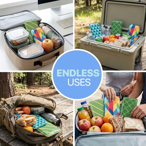 4 Pack Slim Ice Packs for Lunch Boxes, Reusable Kids Cold Packs for Coolers