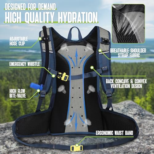 N NEVO RHINO Hydration Backpack, 18L Hiking Backpack with 3L Water Bladder - color: Blue