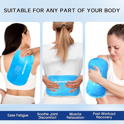 Ice Packs for Injuries Reusable Gel 2 Hot Cold Compress Therapy Pack - color: Blue, size: Large 12 x 6 Inch