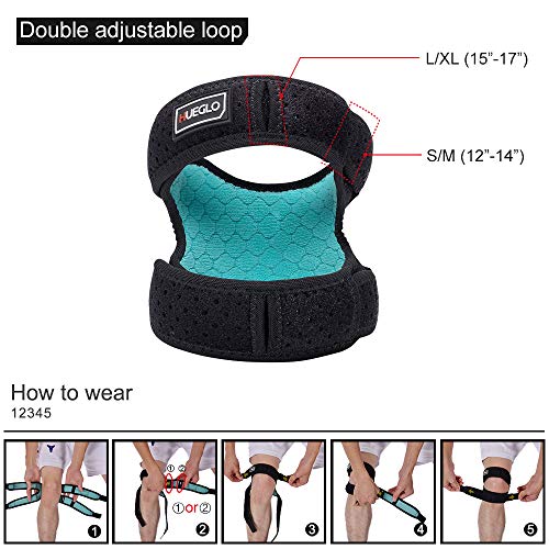 HUEGLO Knee Brace Dual Patella Knee Strap for Knee Pain Relief,Black