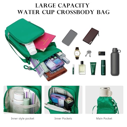 Water Bottle Carrier 32oz Adjustable Convenient holder with Handy Storage - color: Green