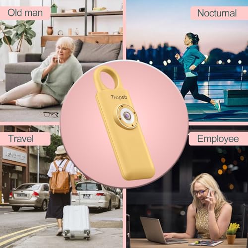 Thopeb Personal Safety Alarm for Women – Superior Loud Siren & SOS Strobe - color: Metallic Gold