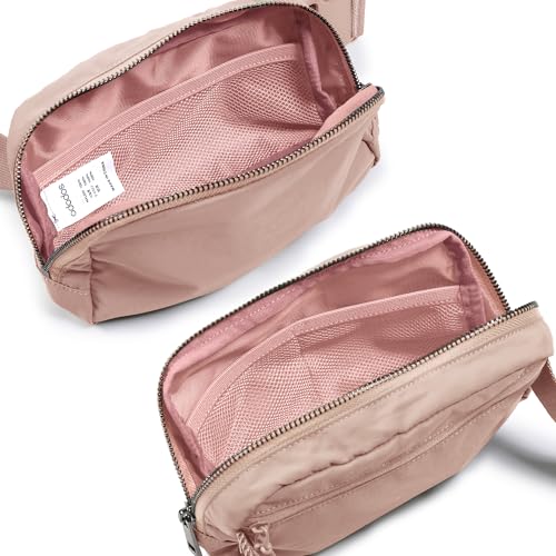 ODODOS Unisex Mini Belt Bag with Adjustable Strap Small Fanny Pack for Workout Running Traveling Hiking, Misty Rose - color: Misty Rose