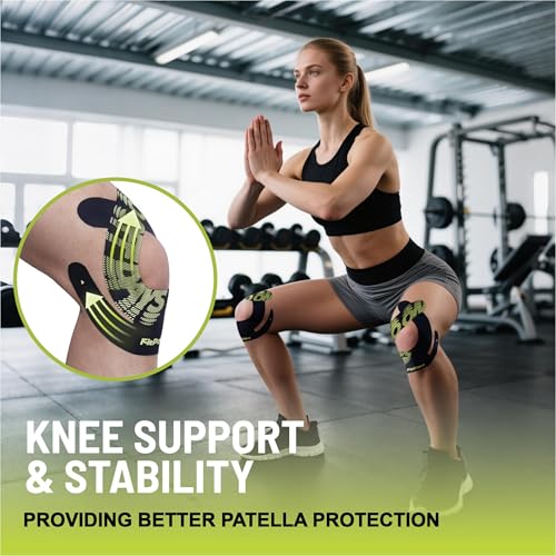 Kinesiology Tape for Knees 10 Pcs Ultra-Sticky Patella Knee Tape Black - color: Jet Black