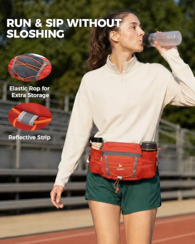 Fanny Pack with 2 Water Bottle Holder for Women Men, Waist Bag - color: Orange