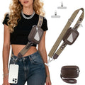 Phone Lanyard Wallet Crossbody Strap To Save The Bag For Girls - color: Coffee