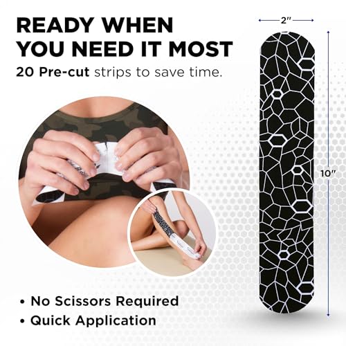 THERABAND Kinesiology Tape for Shoulder, Back & Knee, 2", Black/White - color: Black/White