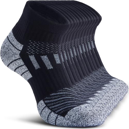 Compression Ankle Socks - Cozy Cushioned Hiking Running for Men Women - Thick Warm Durable - color: Black, size: XX-Large