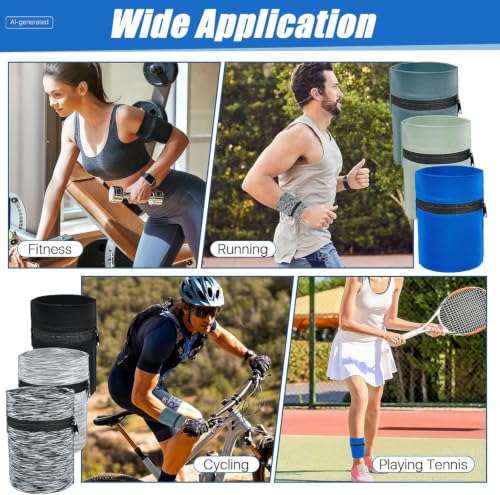 6 Pieces Wrist Wallet for Men, High Elasticity Polyester Wrist Pouch, Wrist Wallet Pocket Wristband with Zipper, Ideal for Travel, Cycling, Running, Walking, Hiking, 6 Colors
