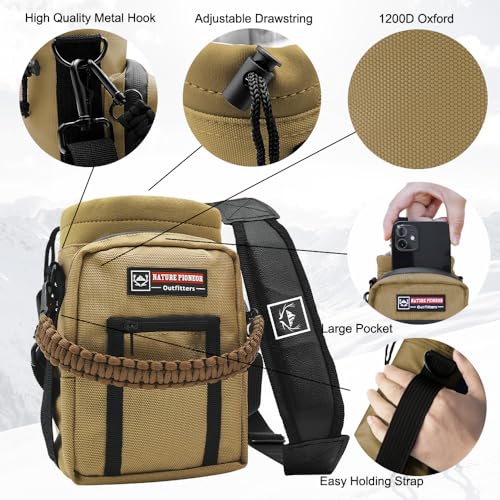 NATURE PIONEOR 64 oz Insulated Water Bottle Carrier Holder with Strap - color: Brown, size: 64 oz