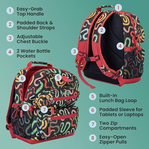 Bentgo Kids Print Durable & Water-Resistant Backpack - color: Sssnakes, size: Kids Medium