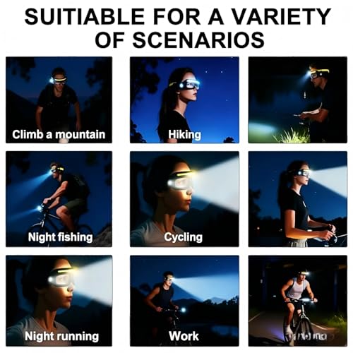 LED Glasses Rechargeable Headlight with Motion Sensor and Touch Control, 5 Modes USB C Lighted Glasses for Night Running,Camping, Fishing, Cycling, Hiking, Hands-Free Lighting (Blue) - color: Blue