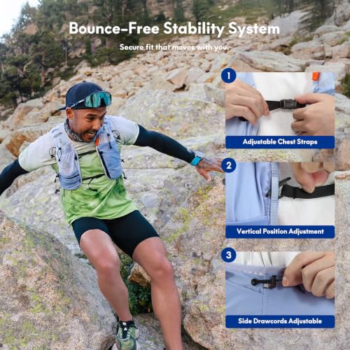 Haimont 8L Trail Running Hydration Vest with Soft Flasks - color: Light Blue, size: Small