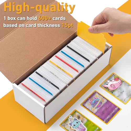 SUNEZLGO 12 Pack Trading Card Storage Box,Cardboard Sports Game Card Storage Collector Boxes with 20 PCS Dividers,Card Organizer for Basketball Cards,Hold 7200 Standard Trading Cards
