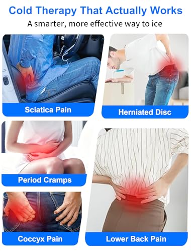 Cold Therapy Machine for Lower Back Pain Relief, Ice Machine with Pressure Regulator, Timer & Temp Display, Cryotherapy Unit with Back Ice Pack for Waist, Lumbar, Sciatic, Herniated Disc, Coccyx Pain