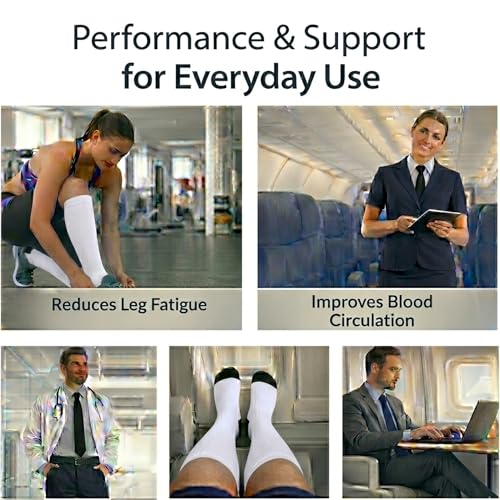 Diamond Star 6 Pairs Compression Socks for Men & Women, Knee High Socks - color: 6 Pairs White