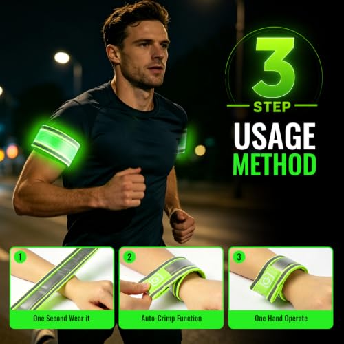 Rechargeable LED Armband 2-Pack, Running Lights for Runners