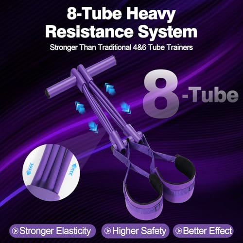 Upgraded Resistance Bands with Handles, 8-Tube Multifunctional Exercise Bands for Full Body Workout, Strength Training Bands for Arms, Legs, Abs & Home Gym