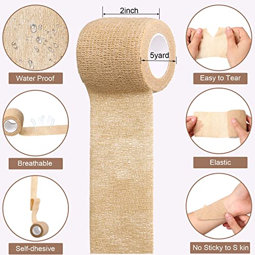 Treela 48 Pack Self Adhesive Wrap Bandage,Nude,2 Inches X 5 Yards - color: Nude, size: 2 Inch X 5 Yards