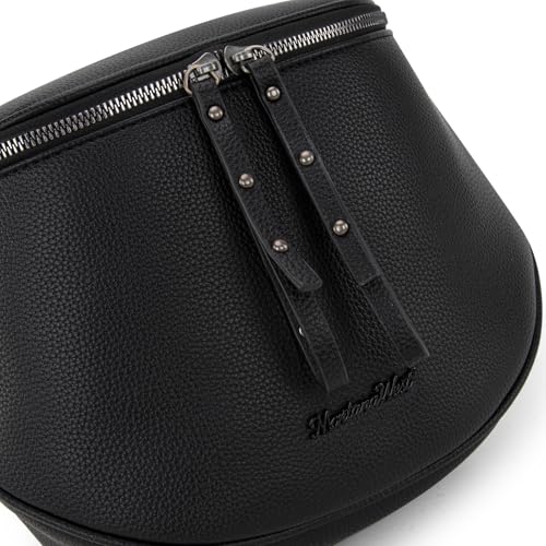 Montana West Crossbody Bag for Women, Vegan Leather Bum Bag with Coin Purse - color: Black