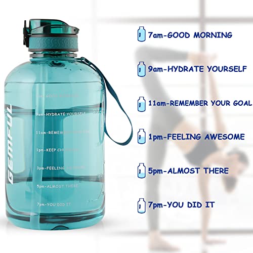 GEMFUL 100oz Big Water Bottle with Straw 3000ml Large Sport Jug (Cyan) - color: Cyan, size: 3 L