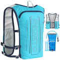 INOXTO Running Hydration Vest Backpack,Lightweight Insulated Pack with 1.5L Water Bladder Bag Daypack for Hiking Trail Running Cycling Race Marathon for Women Men - color: Blue stripes