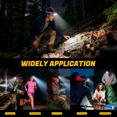 MIOISY 8 Led Headlamp Rechargeable, Super Bright Headlight Flashlight Blue - color: Blue