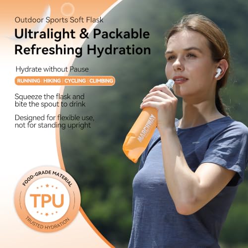 MARCHWAY Soft Flask Collapsible Water Bottle with Wide Mouth, 300ml/500ml - color: Orange, size: 300 ml/10 oz