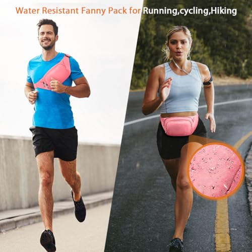 Large Fanny Pack for Women Men - Syican Waist bag with 3-Zipper Pockets - color: Pink