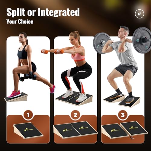 Sportneer Squat Wedge, 1200LB Wooden Heel Elevated Board for Squats - size: 15°