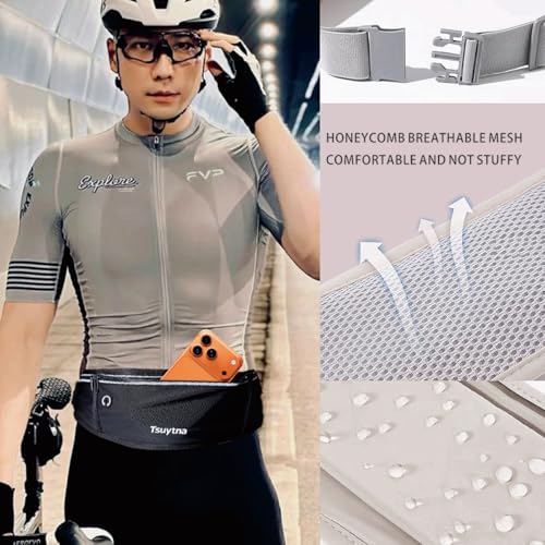 Running Belt for Women & Men - Slim Phone running belt with Water-Resistant Phone Holder, 3 pockets Adjustable Waist Strap, Reflective Safety Design for Running, Hiking, Travel，Fitness(Black) - color: Black