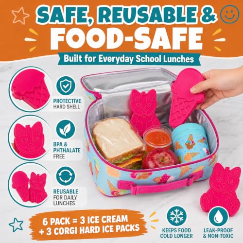 Kids Hard Ice Packs 12 Pack, Slim Reusable Freezer Packs for Lunch Boxes - color: 12 Pack Variety