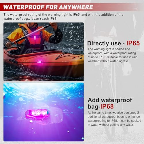 Nilight LED Safety Light 4PCS Pink Marine Navigation Bike Tail Lights - color: 3LED Safety Light-Pink
