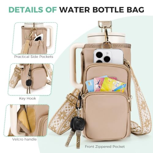 Water Bottle Carrier with Strap, Water Bottle Holder for Daily Use - color: Coffee