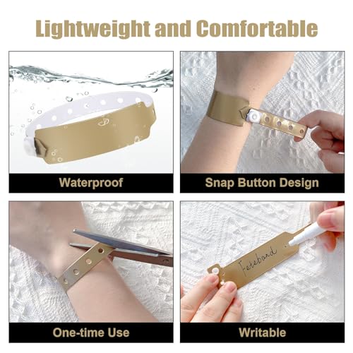100pcs Vinyl Wristbands, Disposable Waterproof Wristbands(Color : Gold) - color: Gold
