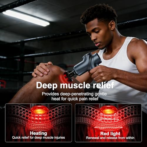 LEERCON Massage Gun with Heat, Deep Tissue Back Massage Gun for Pain Relief - color: E-blue