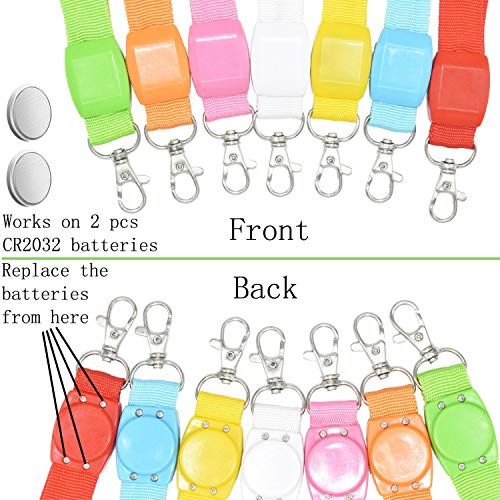 LED Light Up Flashing Cruise Lanyards Keychain Key Holder Neck Straps Christmas Necklace - color: Red - (7 Pack With 7 Pack Plastic Badge Holder)