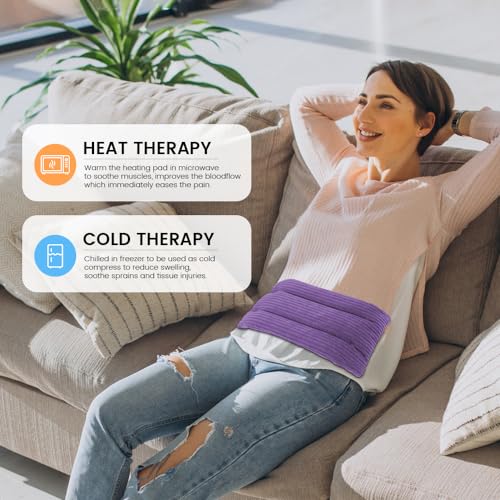 Microwave Heating Pad 6 x 12 Small Heating Pad Microwave, Microwave Bean Bag Heating Pad for Neck and Shoulders, Moist Heat Pack Pillow Warm Compress for Knee, Muscles, Joints, Wrist (Purple) - color: 6 X 12" Purple - 1 Pack