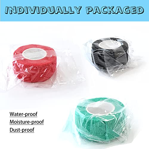8 Pack 1 x 5 Yards Cohesive Wrap Self Adhesive Bandage Elastic Self Adherent Vet Tape for Athletic, Wrist, Ankle, Knees, Pets (Blue) - color: Blue, size: 1 Inch