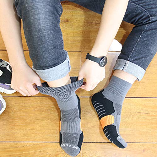 AKOENY Men's Athletic Quarter Socks 6-Pack - color: Graphite Grey