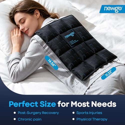 NEWGO Flexible Ice Pack for Injuries Reusable – 14.76"x11.22" Large Cold Pack for Knee, Back, Shoulder, Hip Pain Relief & Swelling – Soft Cold Compress for Surgery, Bruises, Sports Recovery