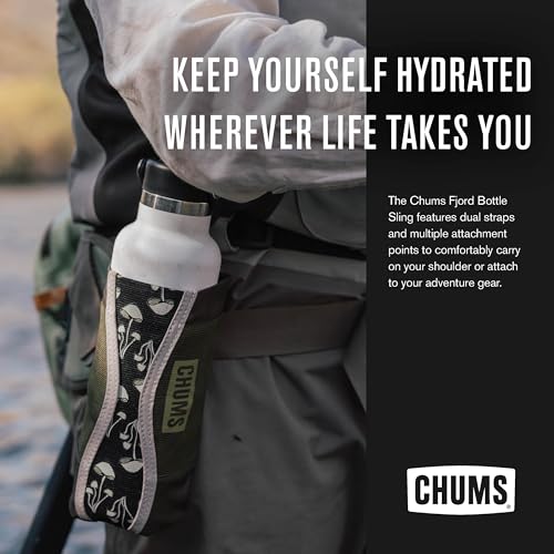 Chums Fjord Bottle Sling Bag, Adjustable Water Bottle Tote (Checkers)